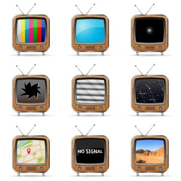 TV icons set Stock Illustration
