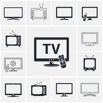 TV Icons Set Stock Illustration