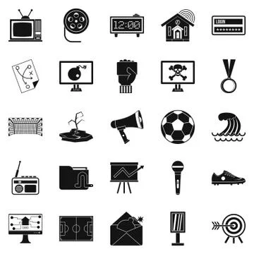 TV icons set, simple style Stock Illustration