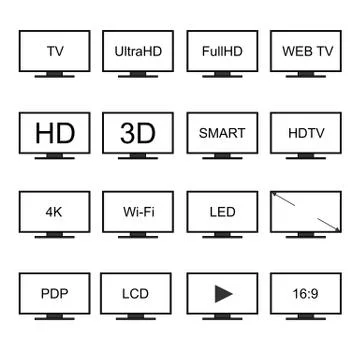 TV icons vector set. Stock Illustration