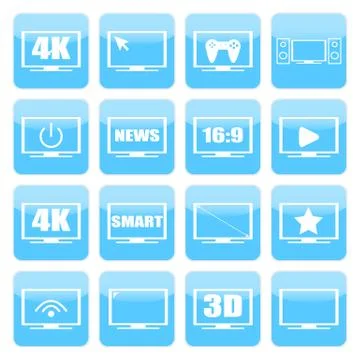 TV icons vector set. TV screens on a white background. TV isolated silhouette Stock Illustration