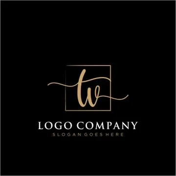 TV Initial handwriting logo with rectangle template vector Stock Illustration