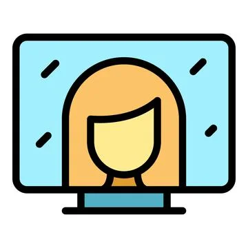 Tv interview icon vector flat Stock Illustration