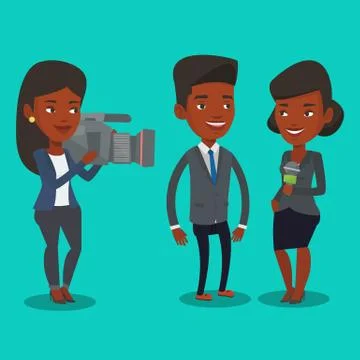 TV interview vector illustration Stock Illustration