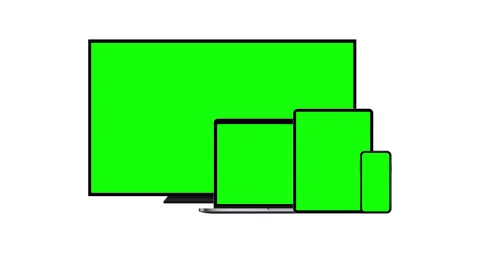 TV, Laptop, Tablet Computer, Smartphone With Green Screens Stock Footage 144375948