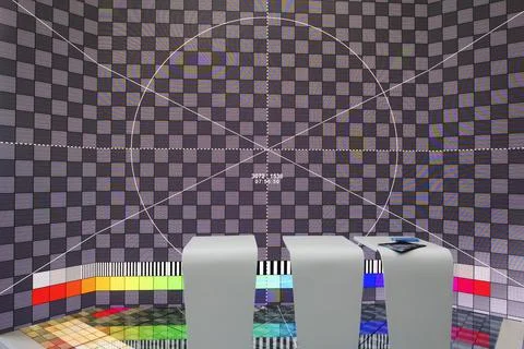 TV LED screen with technical table. LED screen panel texture. Stock Photos