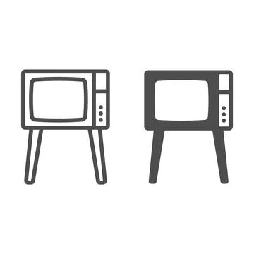 TV on legs line and solid icon, monitors and TV concept, old fashioned vintage 스톡 일러스트