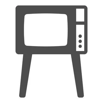 TV on legs solid icon, monitors and TV concept, old fashioned vintage tv on legs Illustrazione stock