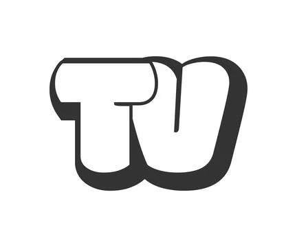 TV logo, bubble comic lettering, rounded in graffiti style black and white .. Stock Illustration