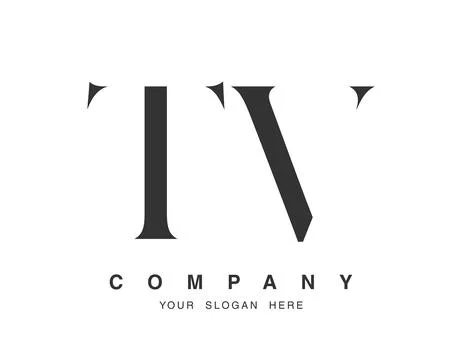 TV logo design. Initial letter t and v serif font style. Creative classic c.. Stock Illustration