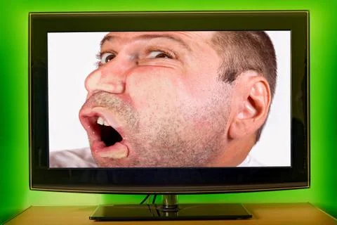 Tv moderator crashed into the glass Stock Illustration