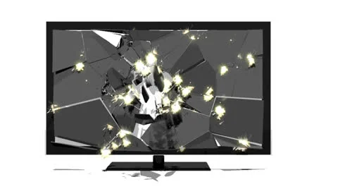 Tv monitor screen explodes animation Stock Footage