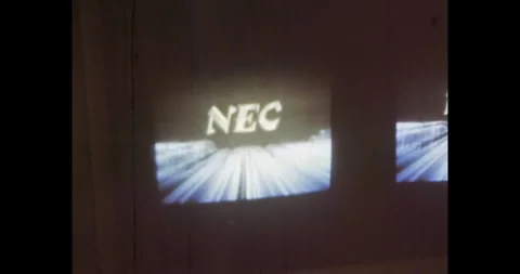 TV monitors screen in electrical store, close up. Monitor display show video on Stock Footage 245488269