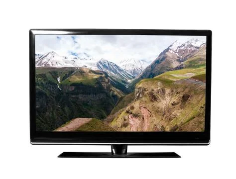 TV with the mountains view Stock Photos