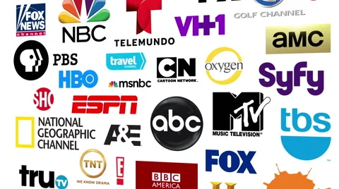TV Networks Logos Loop Stock Footage