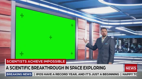 TV NEws Analytical Show Presenter Green Screen Stock Footage 170399666
