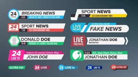 TV News Bars Set Vector. Sign Of Lower Third. live News, Ultra HD. Banners For イラスト素材