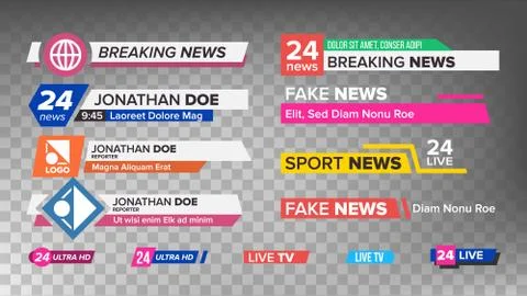 TV News Bars Set Vector. Sign Of Lower Third. Streaming Video News Sign Stock Illustration
