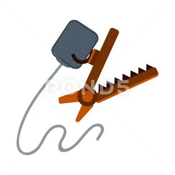 TV news microphone with blank box isolated on a white background flat vector Stock Illustration
