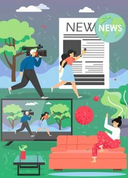 TV news program vector poster design template Ilustración de archivo