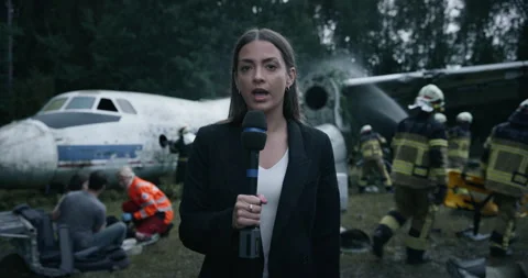 TV News Report From Plane Crash Stock Footage 295806270