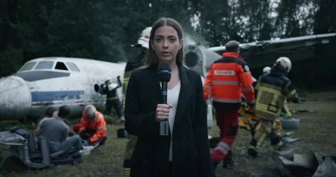 TV News Report From Plane Crash Stock Footage 295806319