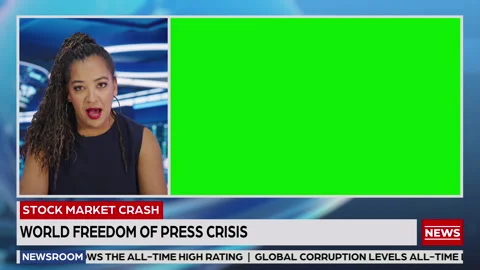TV News Screen Split Anchor Green Screen Stock Footage 171263479