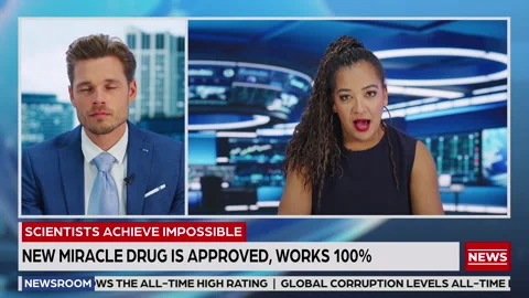 TV News Split Screen Anchor and Guest Stock Footage 171227394
