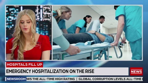 TV News Split Screen Anchor Ambulance Segment Stock Footage 171262549