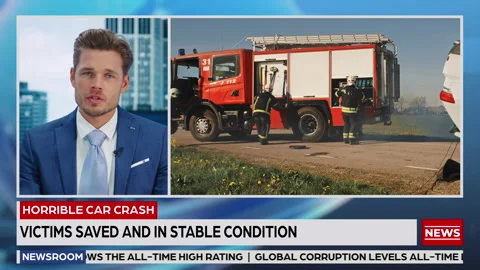 TV News Split Screen Car Crash Segment Stock Footage 171262365