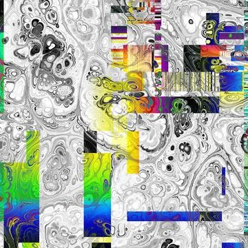 TV noise static effect, abstract glitch background. Fractal digital art patte Illustrazione stock