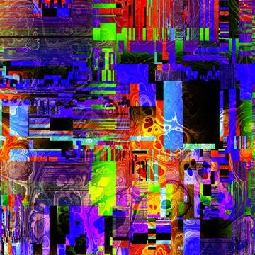 TV noise static effect, abstract glitch background. Fractal digital art patte Stock Illustration