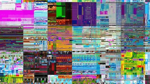 TV noise static effect, abstract glitch background. Fractal digital art patte 写真素材