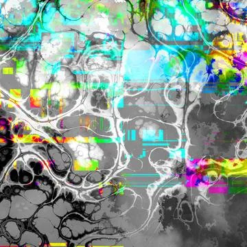 TV noise static effect, abstract glitch background. Fractal digital art patte 写真素材