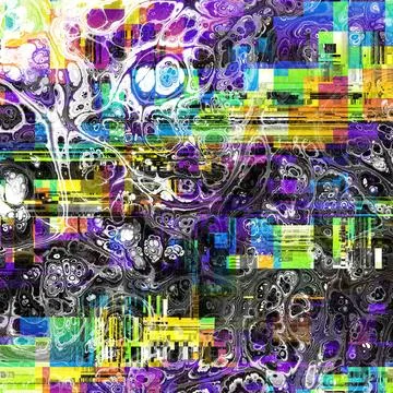 TV noise static effect, abstract glitch background. Fractal digital art patte 写真素材