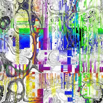 TV noise static effect, abstract glitch background. Fractal digital art patte Stock Photos