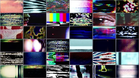 TV noise video wall malfunction - Video Wall 1003 HD, 4K Stock Video Stock Footage