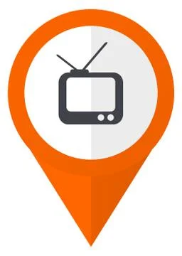 Tv orange pointer vector icon in eps 10 isolated on white background. Stock Illustration