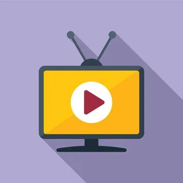 Tv person icon flat vector. Camera press 库存插图