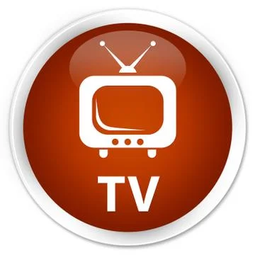 TV premium brown round button Stock Illustration