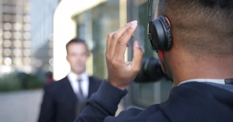 TV presenter being going live on air Stock Footage 82690619