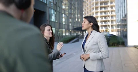 TV presenter having make-up applied on location Stock Footage 82119021