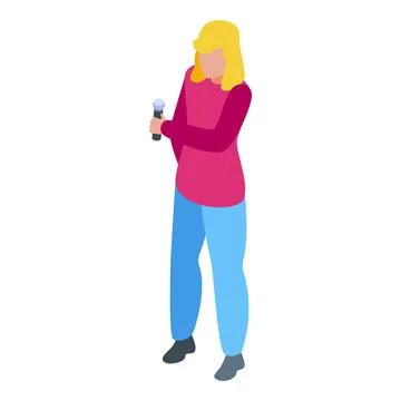 Tv presenter holding microphone reporting live news Stock Illustration