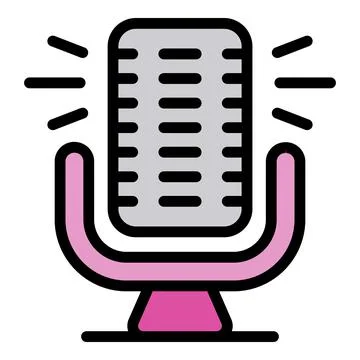 Tv presenter studio microphone icon color outline vector 스톡 일러스트