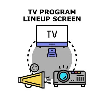 Tv program lineup screen displaying entertainment content Stock Illustration