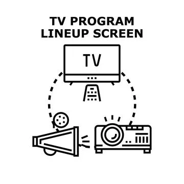 Tv program lineup screen displaying entertainment content Illustrazione stock