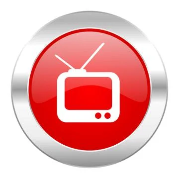 Tv red circle chrome web icon isolated. Illustration