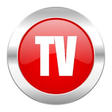 Tv red circle chrome web icon isolated. Stock Illustration