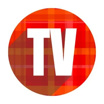 Tv red flat icon isolated. Stock Illustration