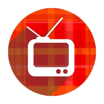 Tv red flat icon isolated. Stock Illustration
